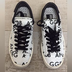Golden Goose Black and White Lettered Sneakers